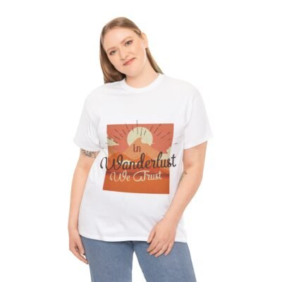 Unisex Heavy Cotton Tee with Wanderlust Theme - Image 2