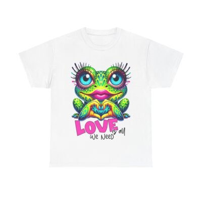 Colorful Frog Love Unisex Heavy Cotton Tee - Image 2