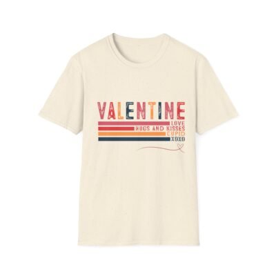 Unisex Softstyle T-Shirt - Valentine Hugs and Kisses Design - Image 9