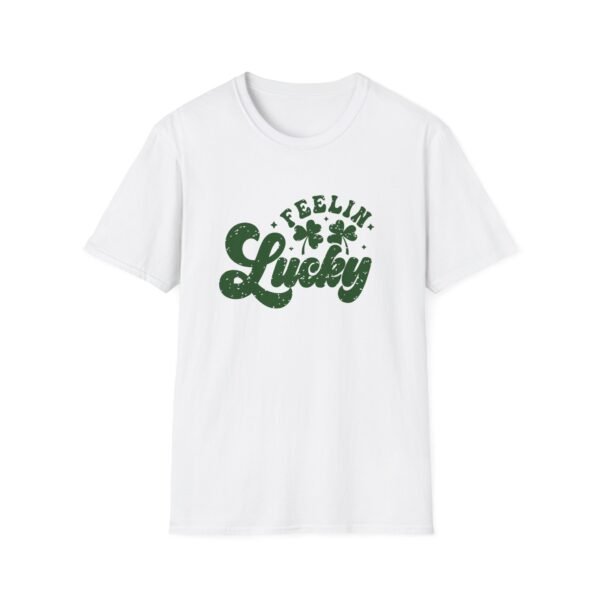 Feeling Lucky St Patricks Day T-Shirt - Unisex Softstyle Tee, St Paddy's Shirt, Irish Lucky Charm Top, Shamrock Clover Clothing, Green Tee