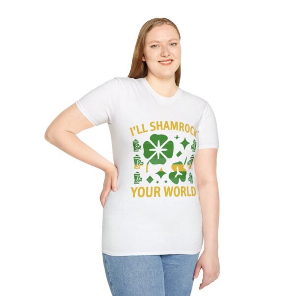 St. Patrick's Day Unisex Softstyle T-Shirt - "I'll Shamrock Your World" - Image 4