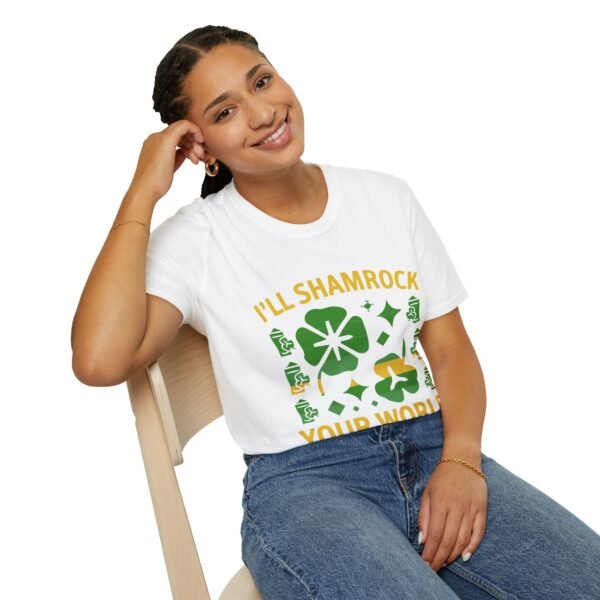 St. Patrick's Day Unisex Softstyle T-Shirt - "I'll Shamrock Your World" - Image 5