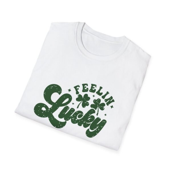 Feeling Lucky St Patricks Day T-Shirt - Unisex Softstyle Tee, St Paddy's Shirt, Irish Lucky Charm Top, Shamrock Clover Clothing, Green Tee - Image 4