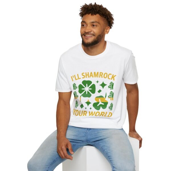 St. Patrick's Day Unisex Softstyle T-Shirt - "I'll Shamrock Your World" - Image 6