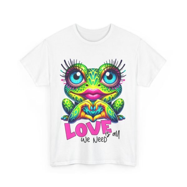 Colorful Frog Love Unisex Heavy Cotton Tee - Image 3