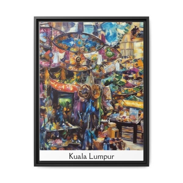Vibrant Market Scene Canvas Art - Colorful Framed Print for Home Decor - Image 9