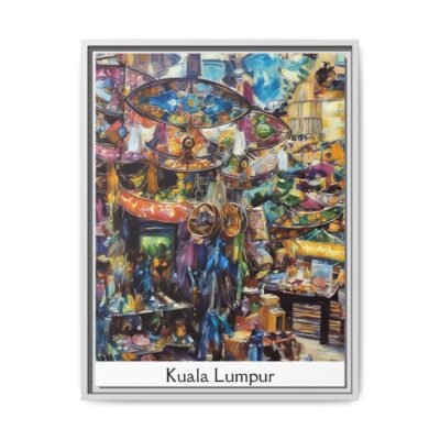 Vibrant Market Scene Canvas Art - Colorful Framed Print for Home Decor - Image 41