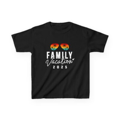 Retro Sunglasses Kids Heavy Cotton Tee - Summer Vibes, Perfect for Beach Days - Family Vacations