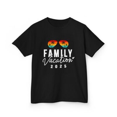 Retro Sunglasses Kids Heavy Cotton Tee - Summer Vibes, Perfect for Beach Days - Family Vacations - Image 3