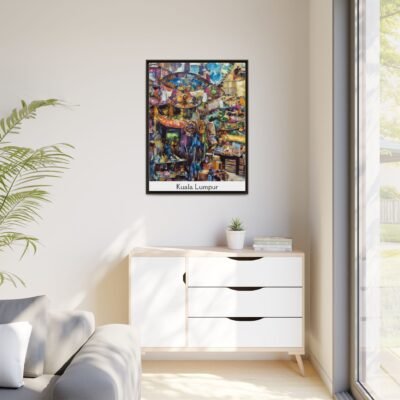 Vibrant Market Scene Canvas Art - Colorful Framed Print for Home Decor - Image 55