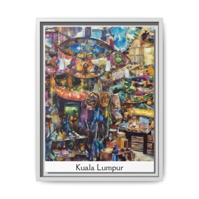 Vibrant Market Scene Canvas Art - Colorful Framed Print for Home Decor - Image 33