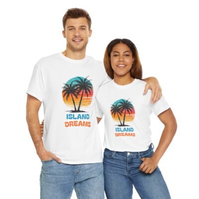Island Dreams Unisex Heavy Cotton Tee, Summer Vibes Shirt, Casual Beach Wear, Gift for Travelers, Relaxed Weekend Tee - Image 10