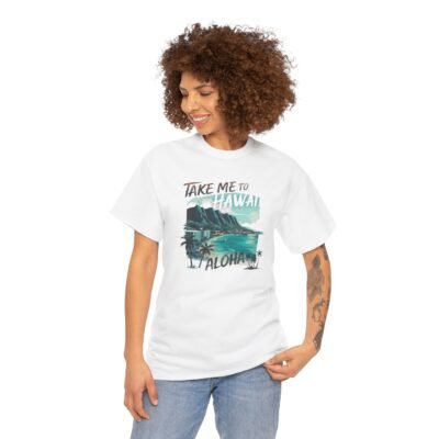 Unisex Heavy Cotton Tee, Tropical Vacation Shirt, Aloha Hawaii Graphic Tee, Summer Beachwear, Casual Relaxed Fit - Image 7