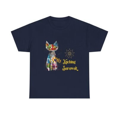 Kuching Sarawak Colour Cat Art Tee - Unisex Heavy Cotton for Cat City in Malaysia - Image 48