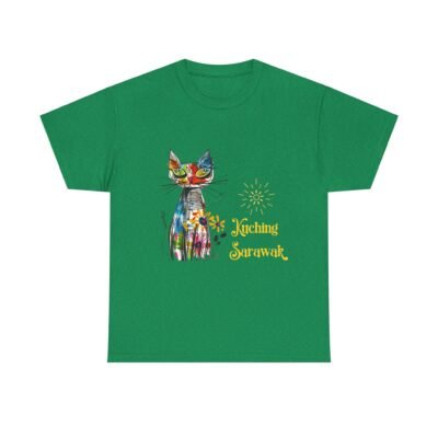 Kuching Sarawak Colour Cat Art Tee - Unisex Heavy Cotton for Cat City in Malaysia - Image 32