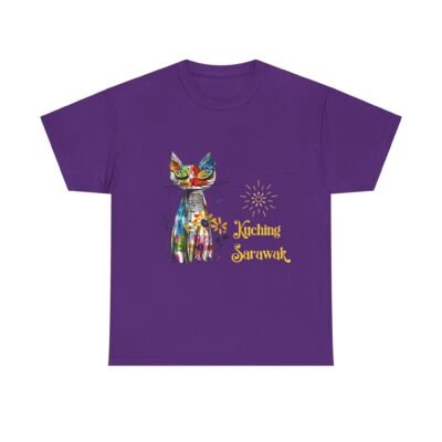 Kuching Sarawak Colour Cat Art Tee - Unisex Heavy Cotton for Cat City in Malaysia - Image 52