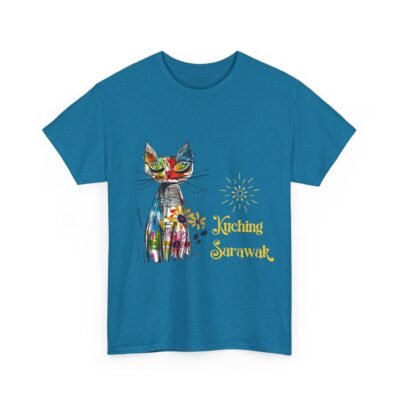 Kuching Sarawak Colour Cat Art Tee - Unisex Heavy Cotton for Cat City in Malaysia - Image 42