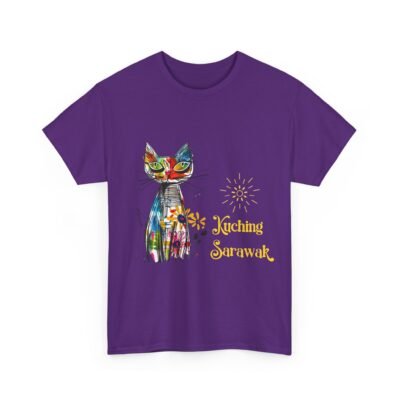 Kuching Sarawak Colour Cat Art Tee - Unisex Heavy Cotton for Cat City in Malaysia - Image 54