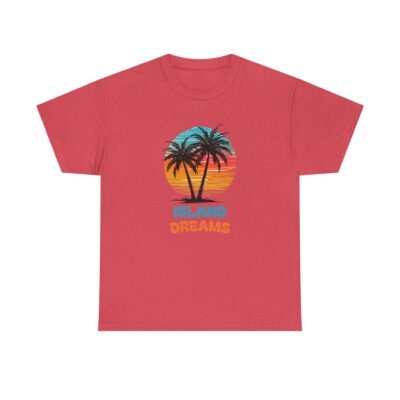 Island Dreams Unisex Heavy Cotton Tee, Summer Vibes Shirt, Casual Beach Wear, Gift for Travelers, Relaxed Weekend Tee - Image 57