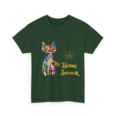 Kuching Sarawak Colour Cat Art Tee - Unisex Heavy Cotton for Cat City in Malaysia - Image 26