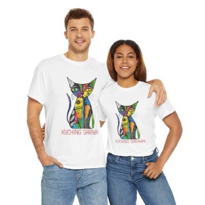 Colorful Cat Tee, Perfect for Cat Lovers, Kuching Sarawak Design, Gift for Pet Owners, Casual Wear, Animal Lovers Tee, Unique Graphic [...] - Image 9