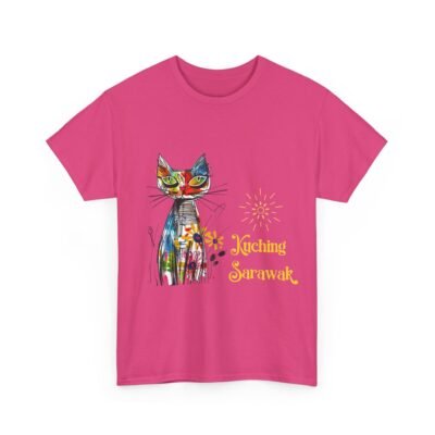 Kuching Sarawak Colour Cat Art Tee - Unisex Heavy Cotton for Cat City in Malaysia - Image 58