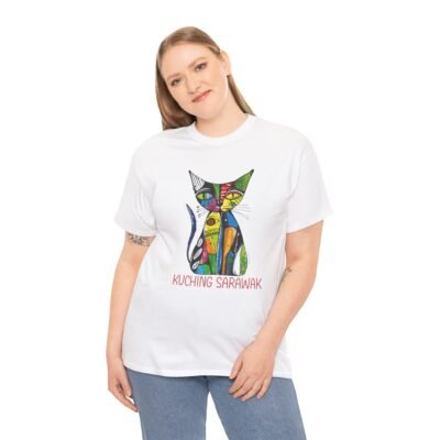 Colorful Cat Tee, Perfect for Cat Lovers, Kuching Sarawak Design, Gift for Pet Owners, Casual Wear, Animal Lovers Tee, Unique Graphic [...] - Image 5
