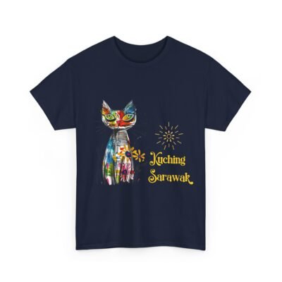 Kuching Sarawak Colour Cat Art Tee - Unisex Heavy Cotton for Cat City in Malaysia - Image 50