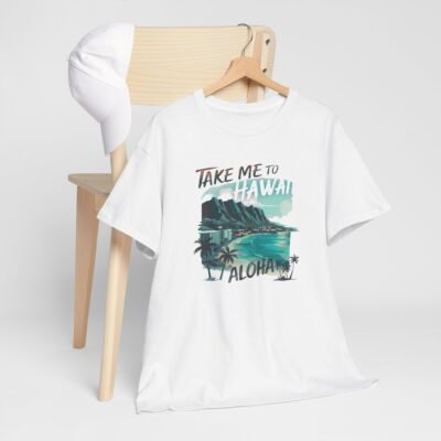 Unisex Heavy Cotton Tee, Tropical Vacation Shirt, Aloha Hawaii Graphic Tee, Summer Beachwear, Casual Relaxed Fit - Image 6