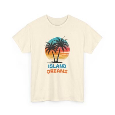 Island Dreams Unisex Heavy Cotton Tee, Summer Vibes Shirt, Casual Beach Wear, Gift for Travelers, Relaxed Weekend Tee - Image 31