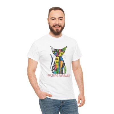 Colorful Cat Tee, Perfect for Cat Lovers, Kuching Sarawak Design, Gift for Pet Owners, Casual Wear, Animal Lovers Tee, Unique Graphic [...] - Image 4