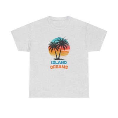 Island Dreams Unisex Heavy Cotton Tee, Summer Vibes Shirt, Casual Beach Wear, Gift for Travelers, Relaxed Weekend Tee - Image 13