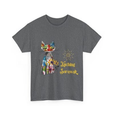 Kuching Sarawak Colour Cat Art Tee - Unisex Heavy Cotton for Cat City in Malaysia - Image 30