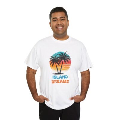 Island Dreams Unisex Heavy Cotton Tee, Summer Vibes Shirt, Casual Beach Wear, Gift for Travelers, Relaxed Weekend Tee - Image 8