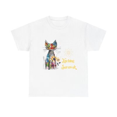 Kuching Sarawak Colour Cat Art Tee - Unisex Heavy Cotton for Cat City in Malaysia