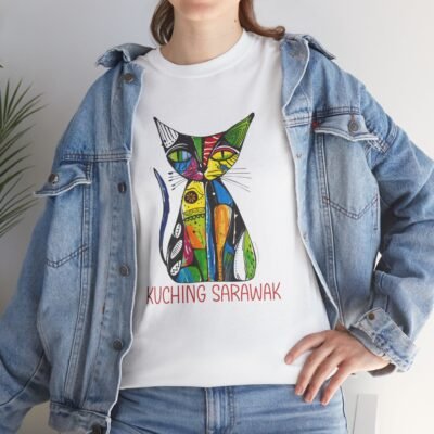 Colorful Cat Tee, Perfect for Cat Lovers, Kuching Sarawak Design, Gift for Pet Owners, Casual Wear, Animal Lovers Tee, Unique Graphic [...] - Image 8