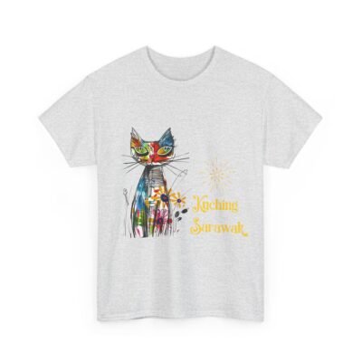 Kuching Sarawak Colour Cat Art Tee - Unisex Heavy Cotton for Cat City in Malaysia - Image 10