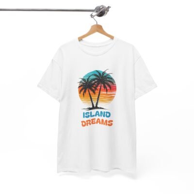 Island Dreams Unisex Heavy Cotton Tee, Summer Vibes Shirt, Casual Beach Wear, Gift for Travelers, Relaxed Weekend Tee - Image 6