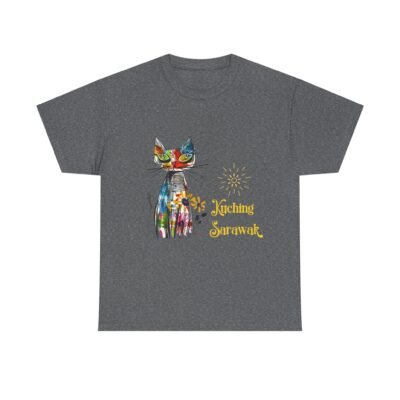 Kuching Sarawak Colour Cat Art Tee - Unisex Heavy Cotton for Cat City in Malaysia - Image 28