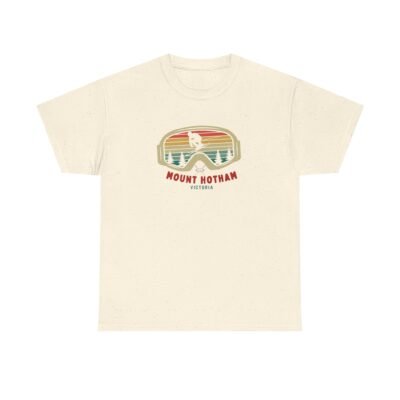 Ski Google T-Shirt - Unisex Heavy Cotton Tee - Mount Hotham Victoria Australia - Image 20