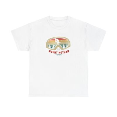 Ski Google T-Shirt - Unisex Heavy Cotton Tee - Mount Hotham Victoria Australia - Image 2