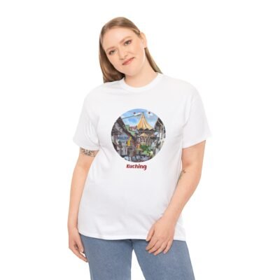 Kuching Design Unisex Heavy Cotton Tee, Casual Wear, Travel Souvenir, Gift for Him/Her, Streetwear, Art Lovers - Image 6
