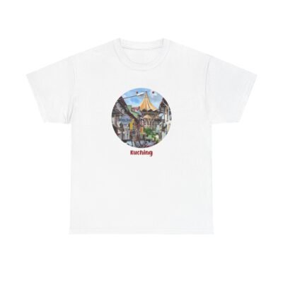 Kuching Design Unisex Heavy Cotton Tee, Casual Wear, Travel Souvenir, Gift for Him/Her, Streetwear, Art Lovers - Image 2