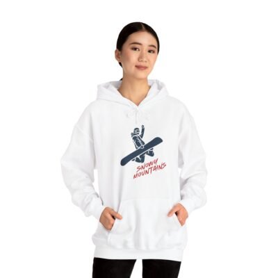 Snowy Mountains Hoodie, Cozy Winter Sweatshirt, Snowboarder Pullover, Perfect for Ski Season, Holiday Gift for Him or Her - Image 4