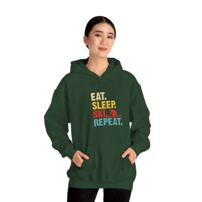Skiing Humor Hoodie - Eat, Sleep, Ski, Repeat, Cozy Winter Gift, Ski Lover Apparel, Unisex Hoodie, Fun Ski Sweatshirt - Image 23