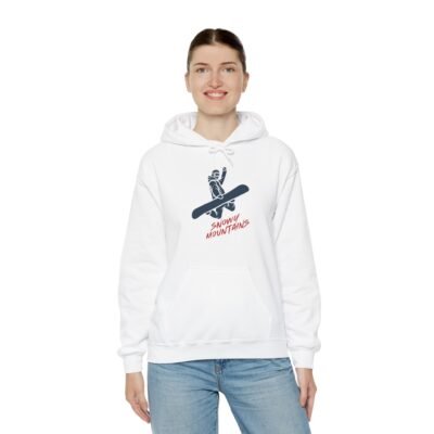 Snowy Mountains Hoodie, Cozy Winter Sweatshirt, Snowboarder Pullover, Perfect for Ski Season, Holiday Gift for Him or Her - Image 5