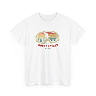 Ski Google T-Shirt - Unisex Heavy Cotton Tee - Mount Hotham Victoria Australia - Image 3