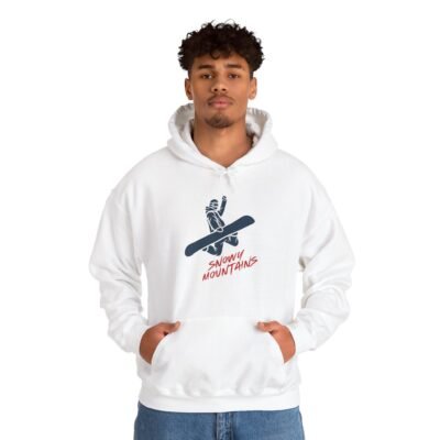 Snowy Mountains Hoodie, Cozy Winter Sweatshirt, Snowboarder Pullover, Perfect for Ski Season, Holiday Gift for Him or Her