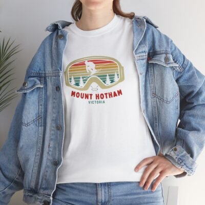 Ski Google T-Shirt - Unisex Heavy Cotton Tee - Mount Hotham Victoria Australia - Image 9