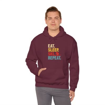 Skiing Humor Hoodie - Eat, Sleep, Ski, Repeat, Cozy Winter Gift, Ski Lover Apparel, Unisex Hoodie, Fun Ski Sweatshirt - Image 14
